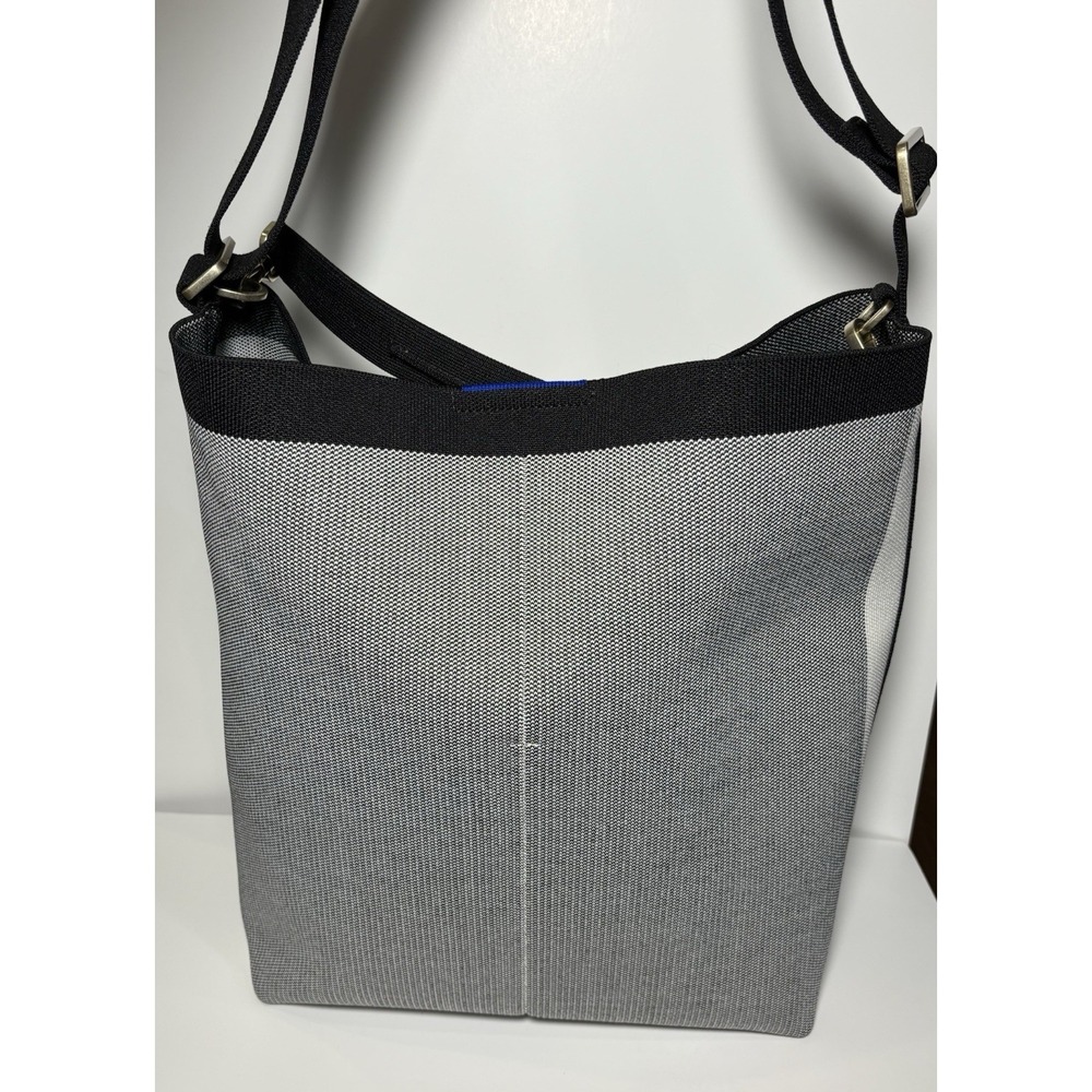 Rothy's The Bucket Bag Crossbody Shoulder Tote Gray Black Recycled Knit NWT